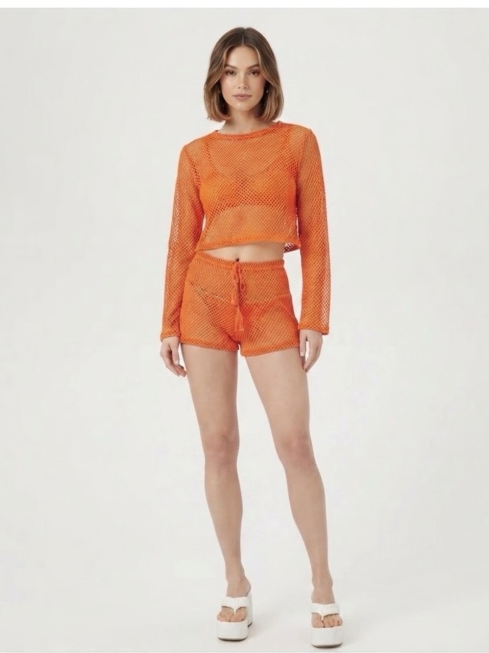 Forever 21 Orange Mesh Shorts